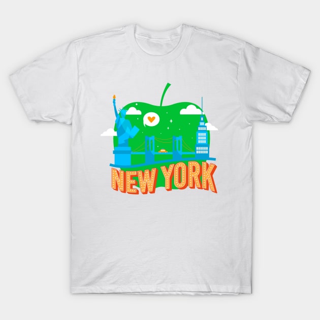 Big Apple New York Statue of Liberty USA T-Shirt by maximfox